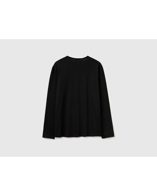 Benetton Black Benetton, T-Shirt With Henley Neck for men