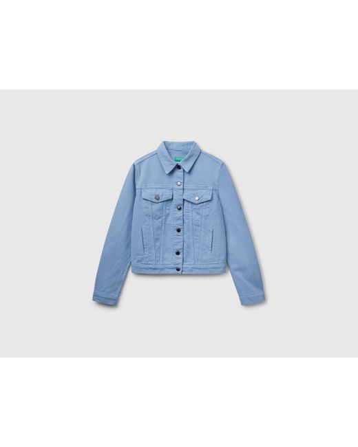 Benetton, Veste En Jean Cavalier, Bleu Clair, Femme Benetton en coloris Blue