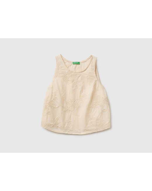 Benetton Black Benetton, Tank Top With Floral Embroidery
