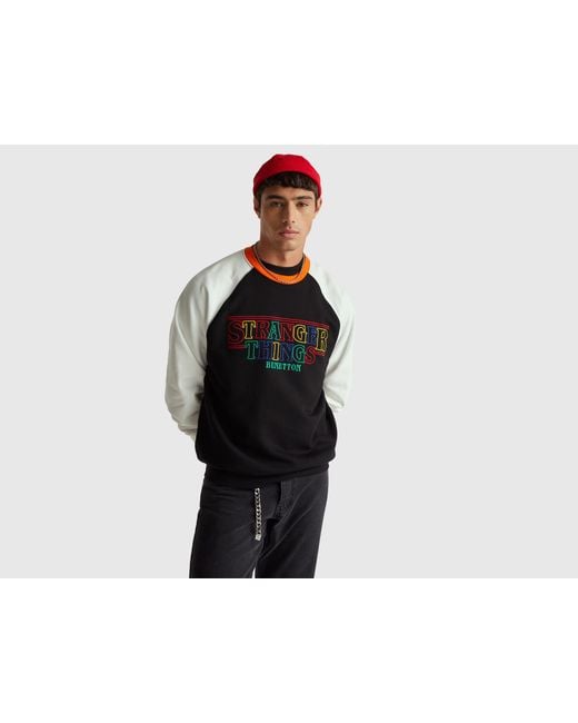 Benetton, Sudadera De Corte Holgado De Stranger Things, Talla, Negro, Hombre Benetton de hombre de color Black