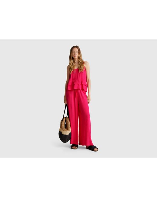 Benetton Red Benetton, Flowy Top With Flounce