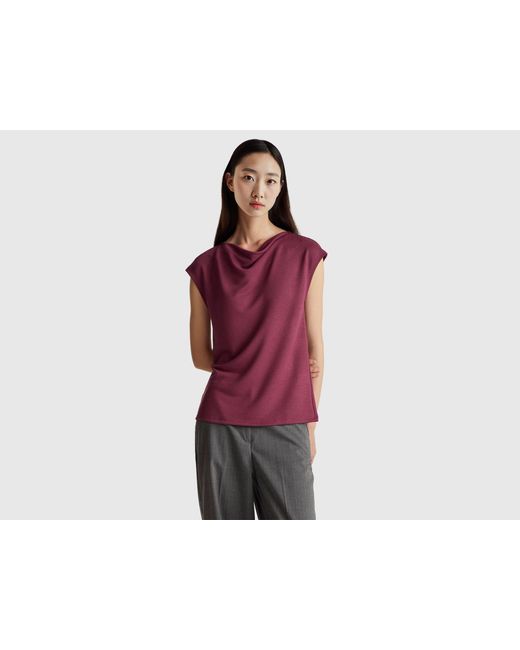 Benetton Purple Benetton, Sleeveless Crepe T-Shirt