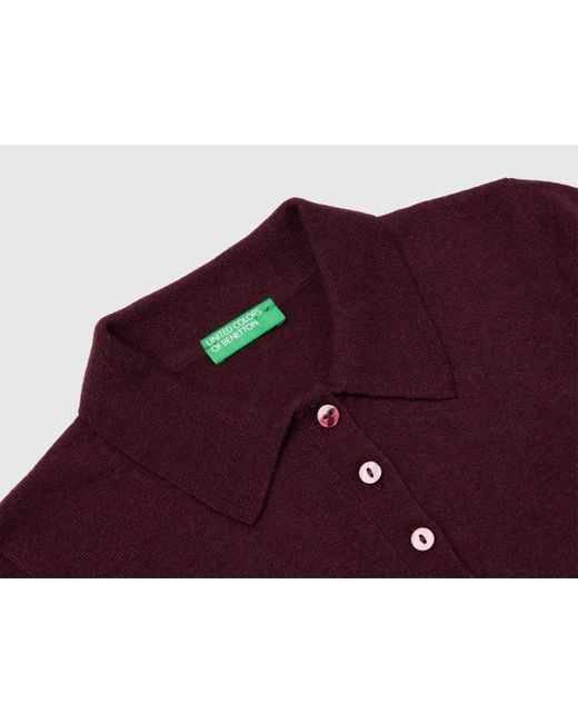 Benetton Red Benetton, Poloshirt Aus Kaschmirmischung, Größe, Damen