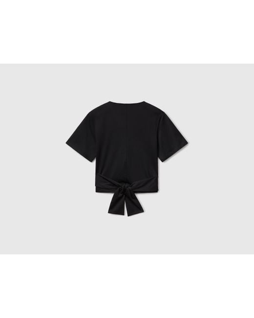 Benetton, Maglietta Con Nodo Sul Retro, Nero, Donna di Benetton in Black