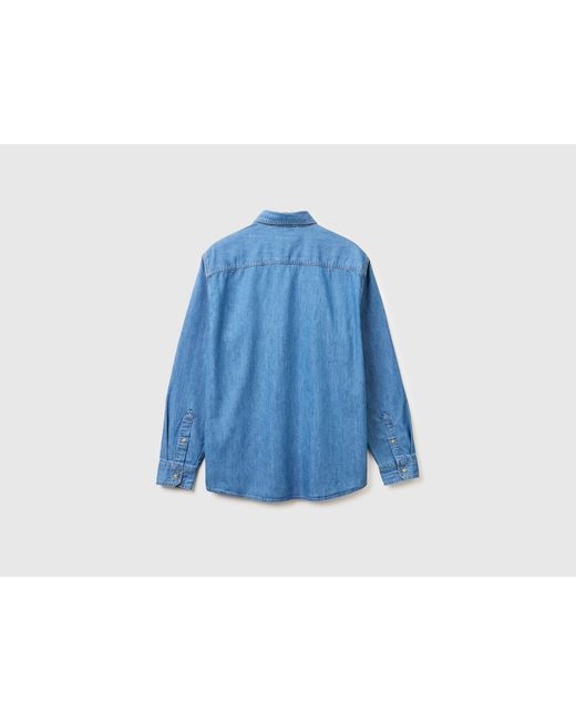 Benetton Blue Benetton, Denim Shirt for men