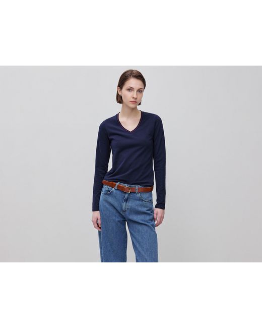 Benetton Blue Benetton, Fitted V-Neck T-Shirt