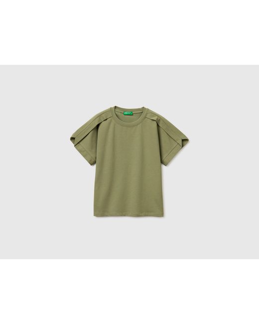 Benetton Green Benetton, T-Shirt With Pleat On The Shoulders
