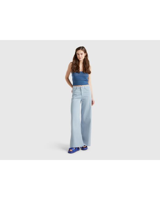 Benetton, Pantalón Ancho, Azul, Mujer Benetton de color Black