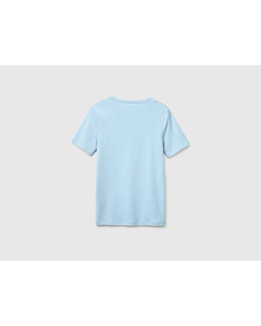 Benetton Blue Benetton, Short Sleeve T-Shirt With Glitter Logo