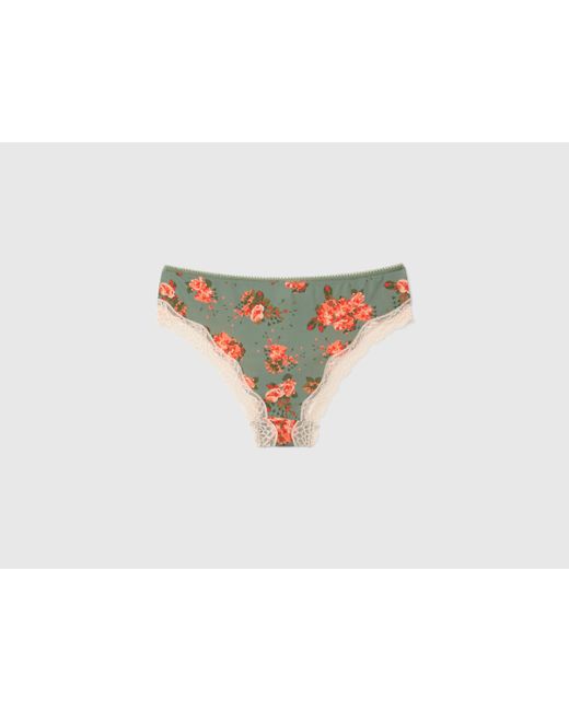 Benetton Black Benetton, Charmeuse Briefs With Floral Print, , Light