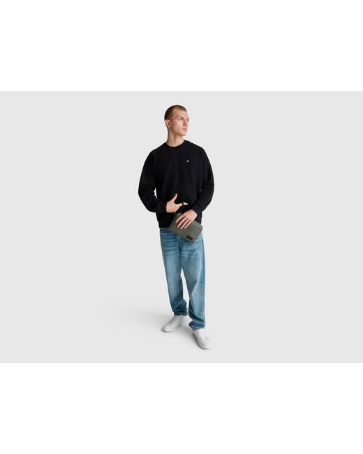 Benetton Black Benetton, Sweatshirt With Logo Patch for men