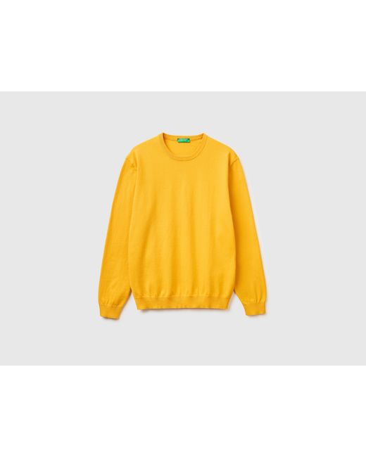 Benetton Yellow Benetton, 100% Cotton Crew Neck Top for men