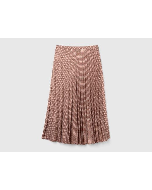 Benetton Black Benetton, Pleated Skirt With Geometric Pattern