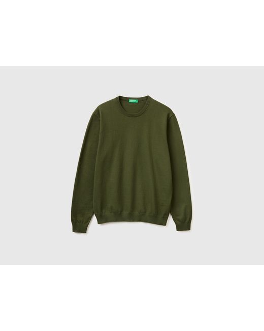 Benetton Green Benetton, 100% Cotton Crew Neck Top for men