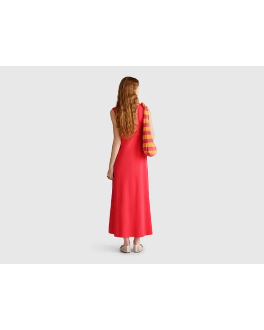 Benetton, Vestido Sin Mangas De Puro Algodón, Ciclamen, Mujer Benetton de color Red