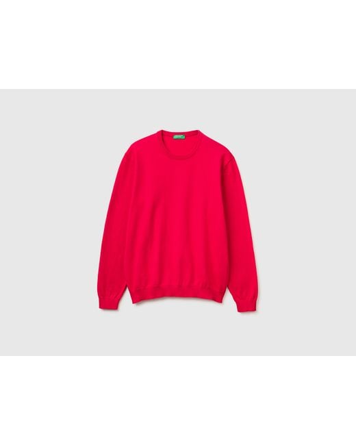 Benetton Red Benetton, 100% Cotton Crew Neck Top for men