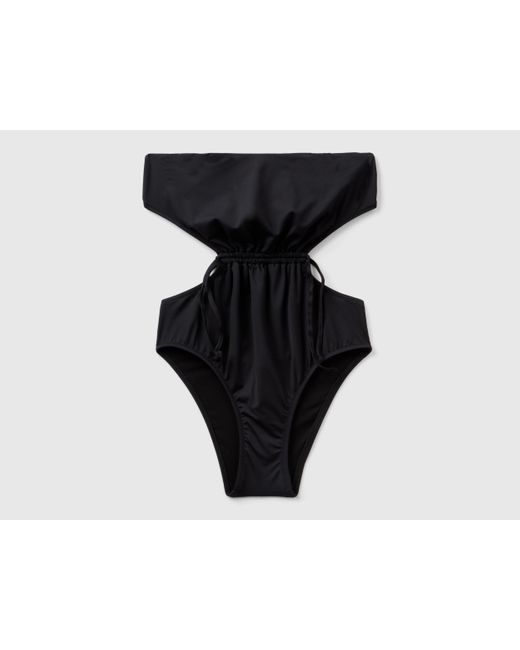 Benetton Black One-piece Cut Out Swimsuit In Econyl®