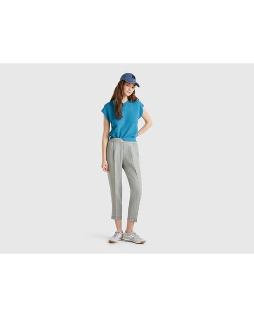 Benetton, Gilet En Coton Et Lin Mélangés, Canard, Femme Benetton en coloris Blue