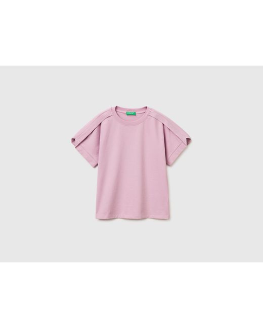 Benetton Pink Benetton, T-Shirt With Pleat On The Shoulders