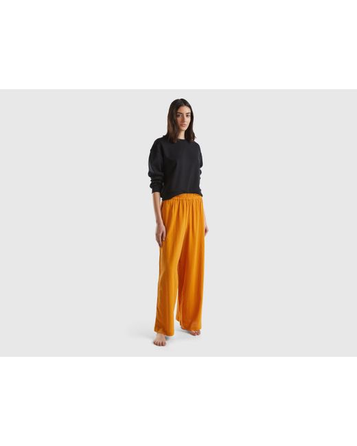 Benetton Black Trousers With Wide Leg