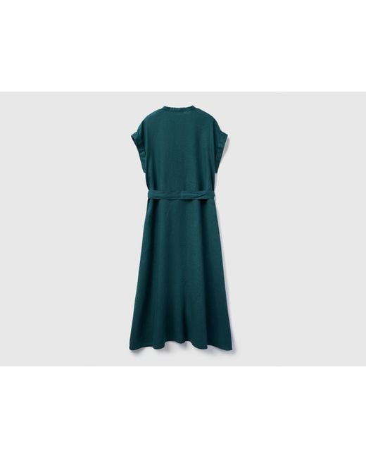 Benetton Benetton, 100% Linen Dress With Sash in Black | Lyst UK Benetton Benetton, 100% Linen Dress With Sash in Black | Lyst UK