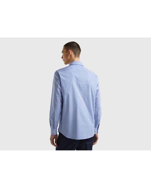 Camisa De Rayas Slim Fit Benetton de hombre de color Blue