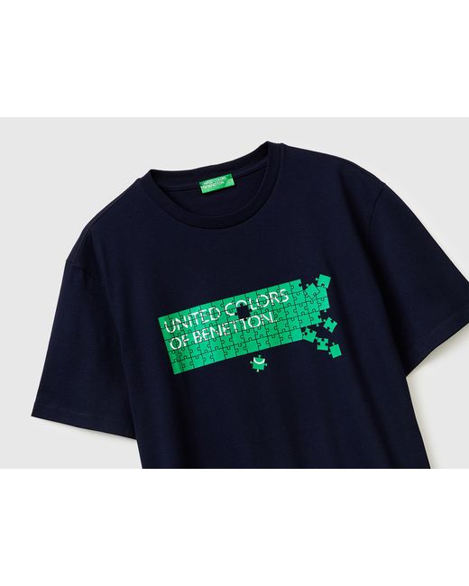 Benetton Black Benetton, Cotton T-Shirt With Logo for men