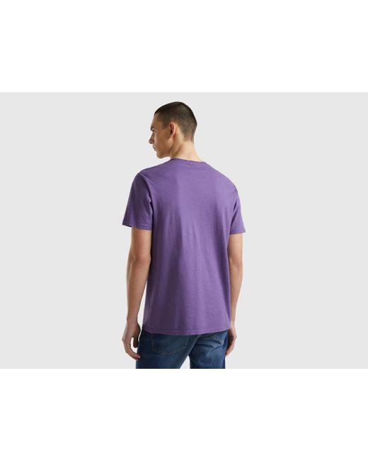 Camiseta Morada De Algodón Flameado Benetton de hombre de color Purple