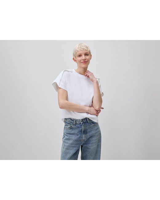 Benetton Black Benetton, T-Shirt With Pleat On The Shoulders