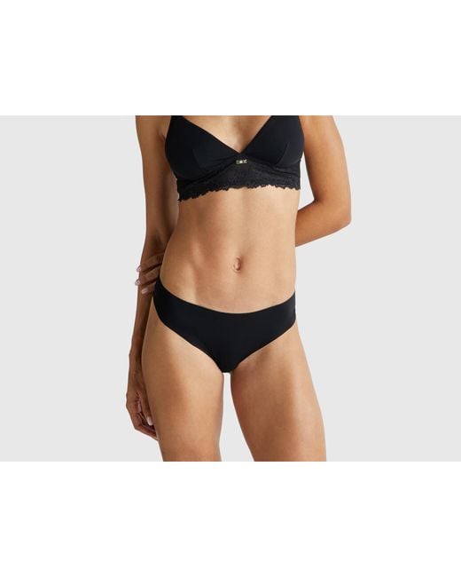 Benetton Black Benetton, Brazilian Stretch Underwear With Lace