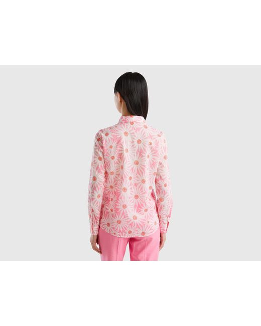 Benetton Pink 100% Cotton Patterned Shirt