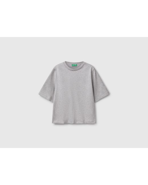 Benetton, Camiseta Boxy Fit De 100 Algodón, Gris Claro, Mujer Benetton de color Black
