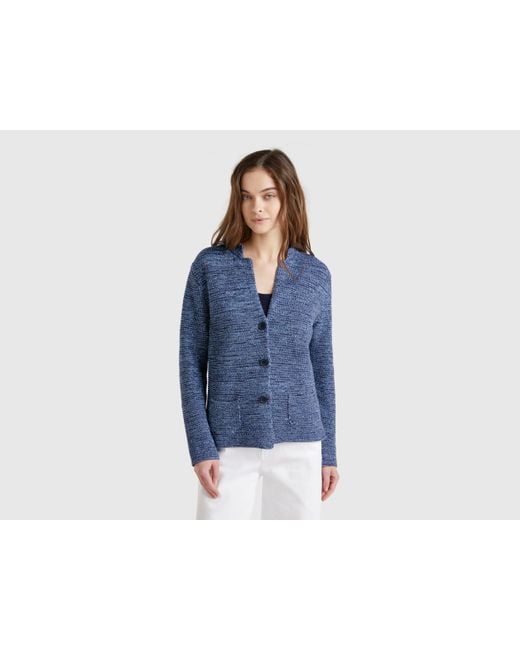Benetton Blue Benetton, 100% Cotton Knit Jacket