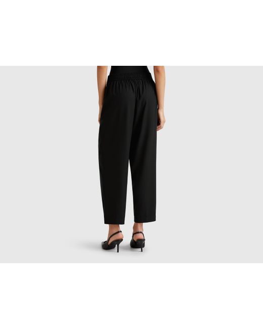 Benetton Black Benetton, Flowy Trousers With Pleats