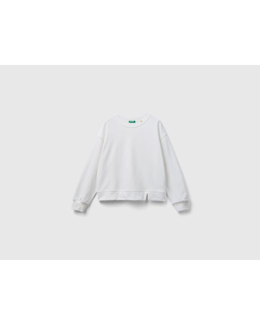 Benetton Gray Pullover Sweatshirt In Cotton Blend