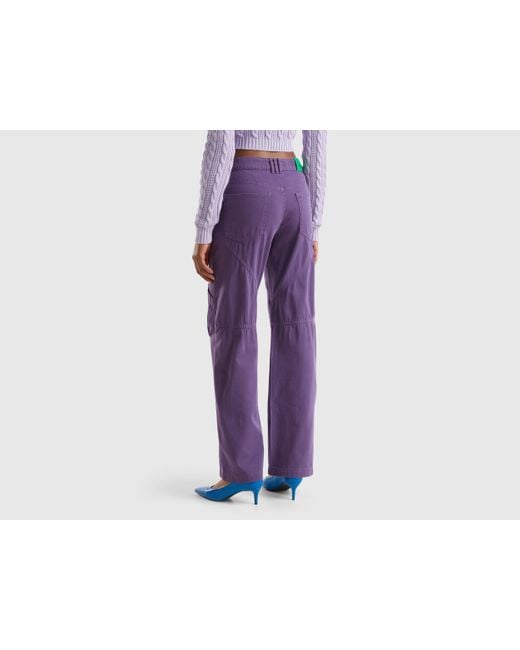 Pantaloni Cargo In Cotone di Benetton in Purple