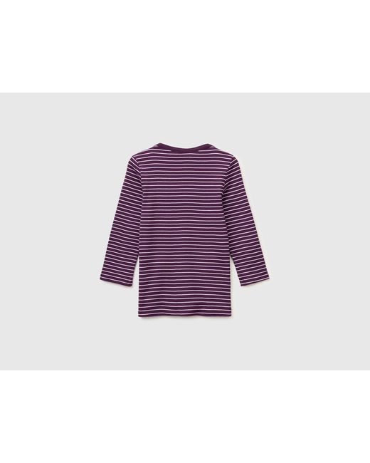 Benetton Purple Benetton, Striped T-Shirt With Boat Neck