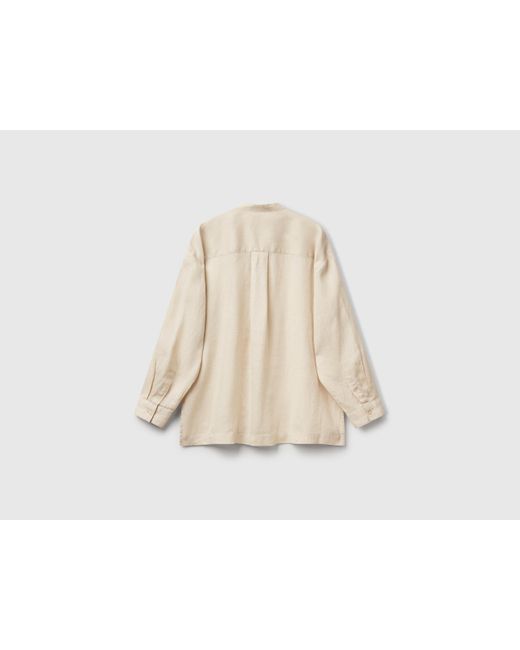 Benetton, Camisa Oversize De Puro Lino, Mujer Benetton de color Black