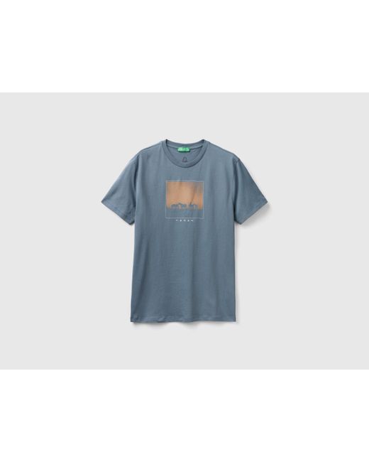 Benetton T-shirt Regular Fit Mit Print in Blue für Herren