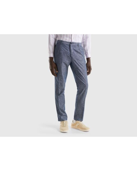 Benetton Black Slim Fit Chambray Chinos for men