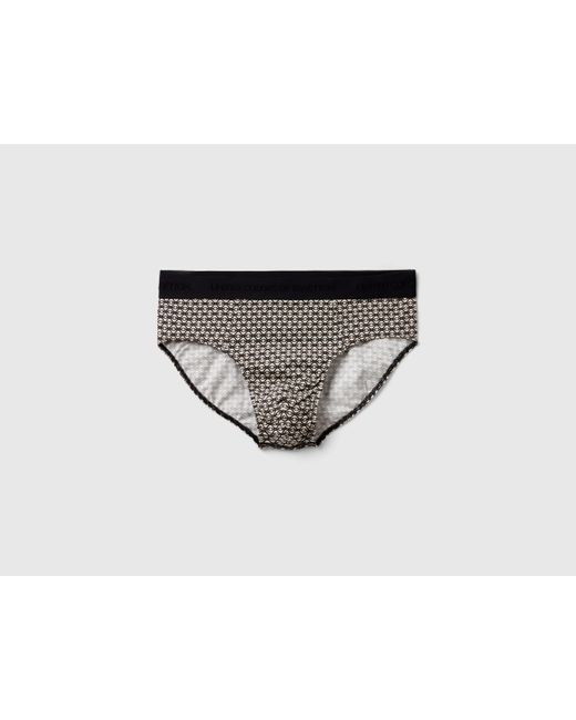 Benetton Black Monogram Underwear In Stretch Cotton for men