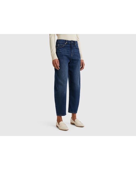 Benetton, Vaqueros Con Corte Globo, Azul Oscuro, Mujer Benetton de color Blue