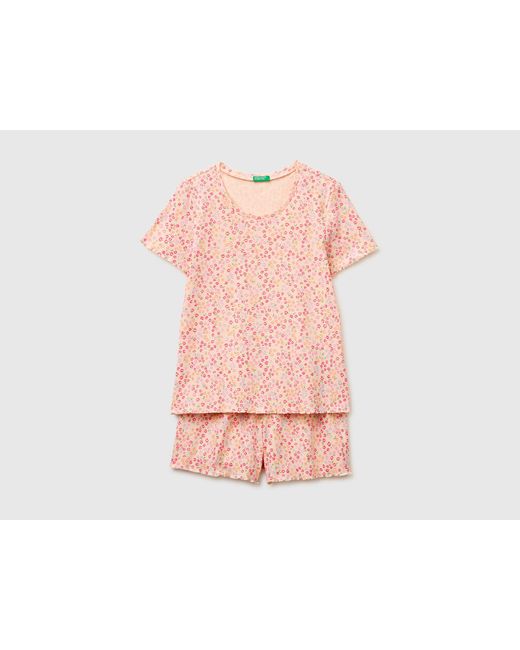 Benetton Pink Benetton, Ribbed Patterned Short Pyjamas