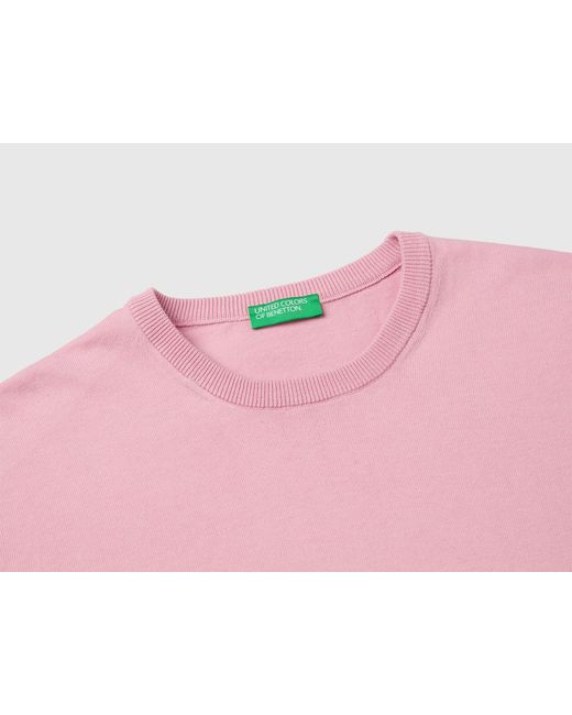 Benetton Pink Benetton, 100% Cotton Crew Neck Top for men
