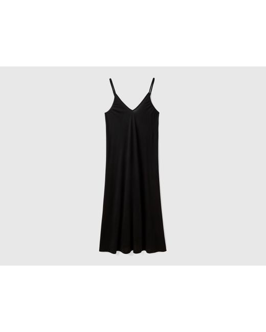 Benetton Black Fließendes Kleid Mit V-ausschnitt