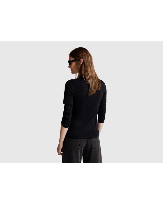 Benetton Black Benetton, Short Sleeve T-Shirt With Glitter Logo