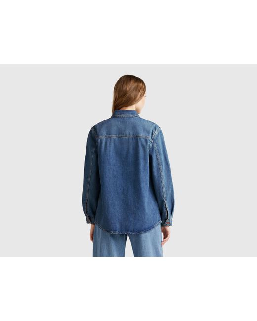 Benetton, Sobrecamisa Vaquera, Azul, Mujer Benetton de color Blue