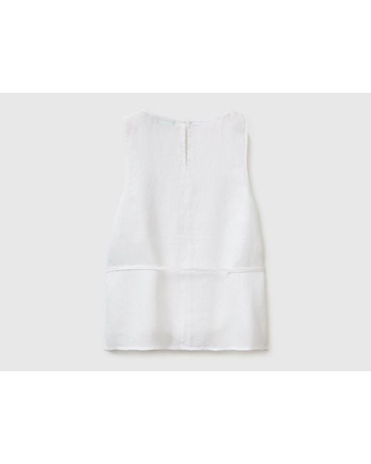 Benetton Black Benetton, 100% Linen Tank Top With Strap