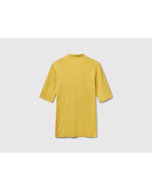 Benetton, Camiseta Slim Fit De Algodón De Fibra Larga, Mostaza, Mujer Benetton de color Black