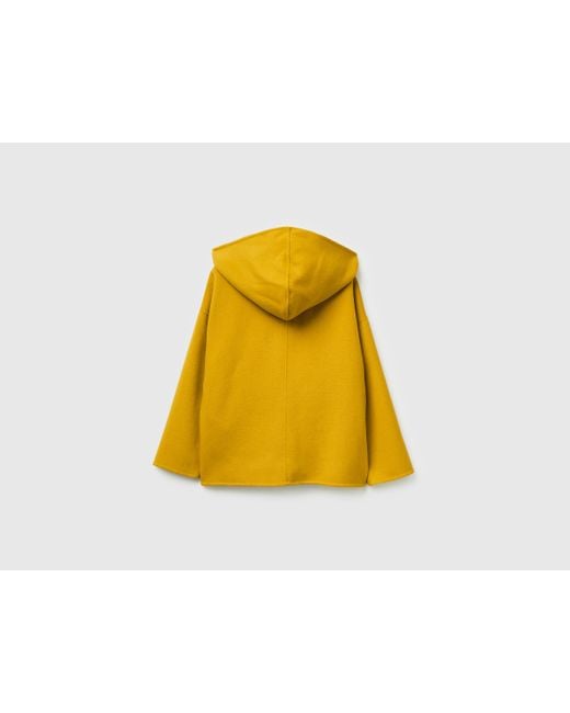 Benetton Yellow Benetton, Kapuzenjacke Aus Wollmischung, Größe, Senfgelb, Damen